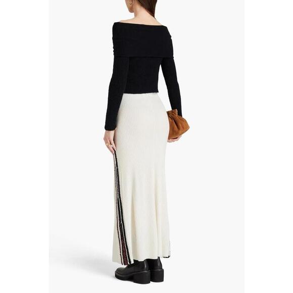 Chloe skirt medium M ivory crochet ribbed wool maxi designer luxury boho fall - Picture 8 of 9